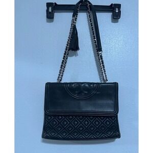 Tory Burch Kira Quilted Black Leather Convertible Chain Shoulder‎ Bag